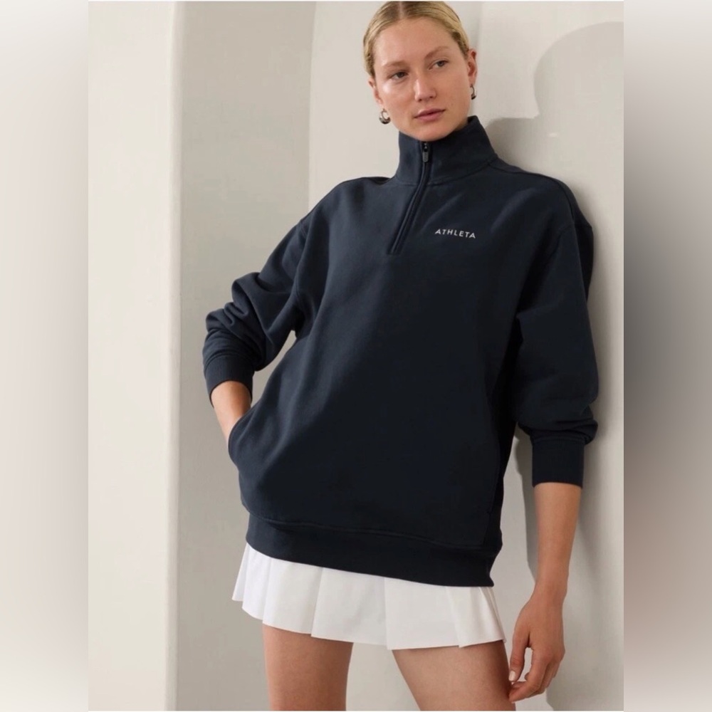 Athleta Women's Navy Half-Zip‎ Sweatshirt Size M